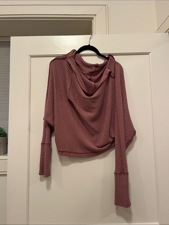 Free People Tops - Free People Waffle-Knit Hooded Top in Dusty Rose
